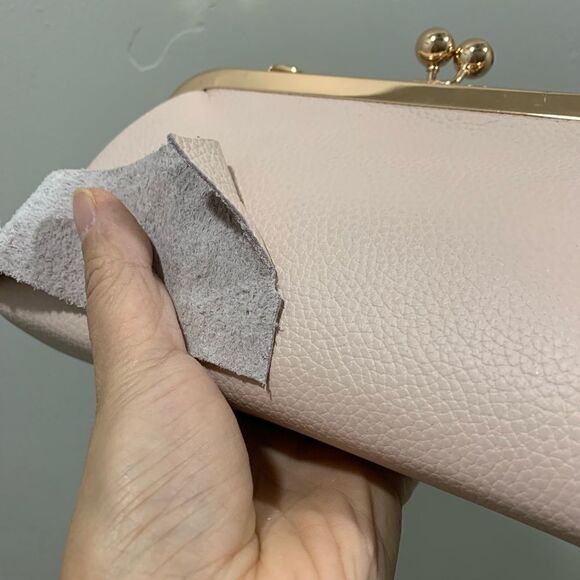 Soft Pink Genuine Pebble Leather Kisslock Clutch/Shoulder Bag/Crossbody - Picture 15 of 15